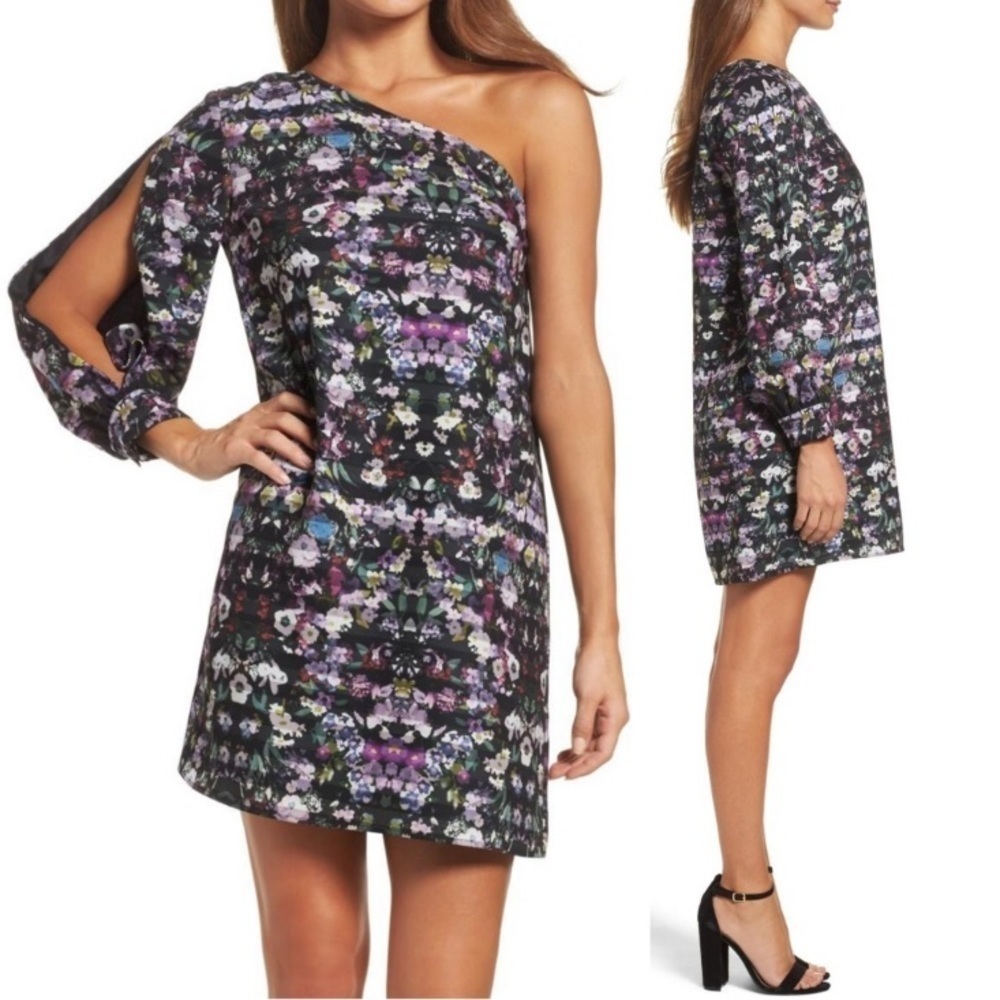 Chelsea28 Floral One Shoulder Shift Dress XS